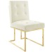 Privy Gold Stainless Steel Performance Velvet Dining Chair in Gold Ivory