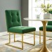 Privy Gold Stainless Steel Performance Velvet Dining Chair in Gold Emerald