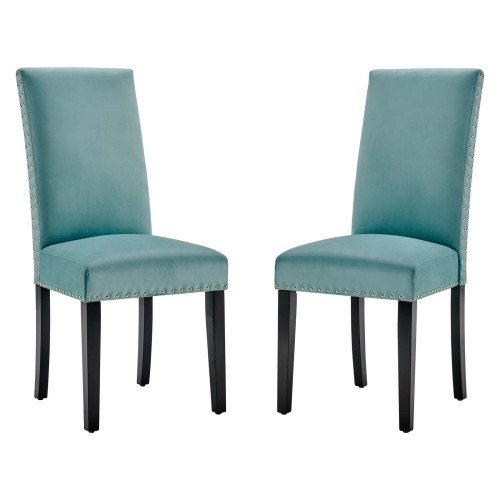 Parcel Performance Velvet Dining Side Chairs - Set of 2 in Mint