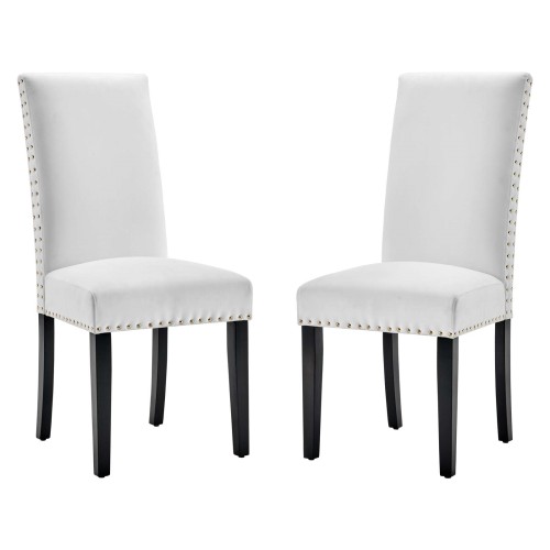 Parcel Performance Velvet Dining Side Chairs - Set of 2 in White