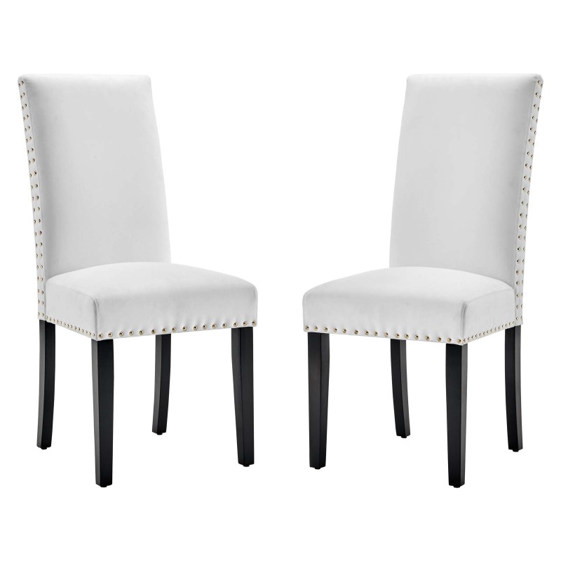 Parcel Performance Velvet Dining Side Chairs - Set of 2 in White