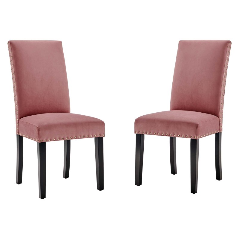 Parcel Performance Velvet Dining Side Chairs - Set of 2 in Dusty Rose