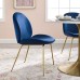 Scoop Gold Stainless Steel Leg Performance Velvet Dining Chair in Navy