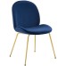 Scoop Gold Stainless Steel Leg Performance Velvet Dining Chair in Navy