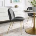 Scoop Gold Stainless Steel Leg Performance Velvet Dining Chair in Gray