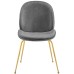 Scoop Gold Stainless Steel Leg Performance Velvet Dining Chair in Gray