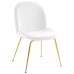 Scoop Gold Stainless Steel Leg Performance Velvet Dining Chair in White