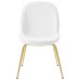 Scoop Gold Stainless Steel Leg Performance Velvet Dining Chair in White