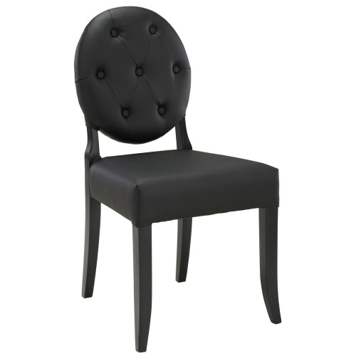 Button Dining Vinyl Side Chair in Black