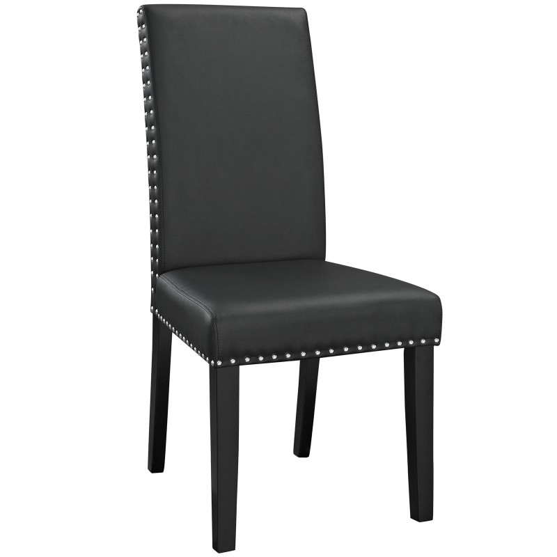 Parcel Dining Faux Leather Side Chair in Black