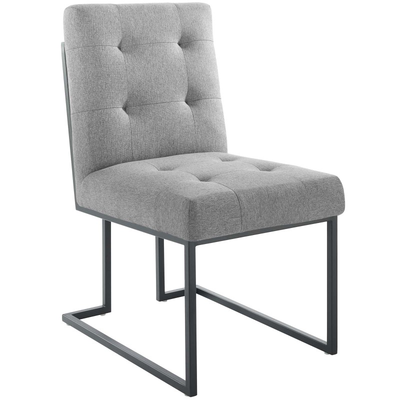 Privy Black Stainless Steel Upholstered Fabric Dining Chair in Black Light Gray