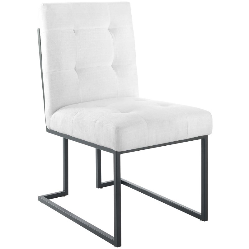 Privy Black Stainless Steel Upholstered Fabric Dining Chair in Black White