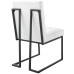 Privy Black Stainless Steel Upholstered Fabric Dining Chair in Black White