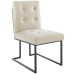 Privy Black Stainless Steel Upholstered Fabric Dining Chair in Black Beige