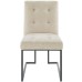 Privy Black Stainless Steel Upholstered Fabric Dining Chair in Black Beige