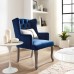 Realm French Vintage Dining Performance Velvet Armchair in Navy