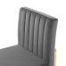 Carriage Channel Tufted Sled Base Performance Velvet Dining Chair in Gold Charcoal