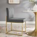 Carriage Channel Tufted Sled Base Performance Velvet Dining Chair in Gold Charcoal