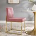 Carriage Channel Tufted Sled Base Performance Velvet Dining Chair in Gold Dusty Rose