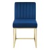 Carriage Channel Tufted Sled Base Performance Velvet Dining Chair in Gold Navy