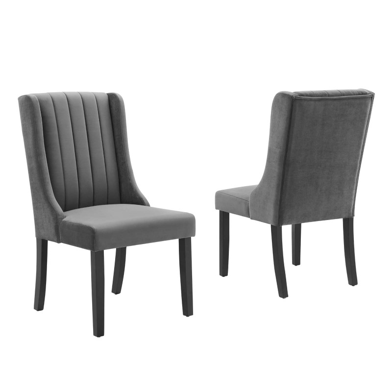 Renew Parsons Performance Velvet Dining Side Chairs - Set of 2 in Gray