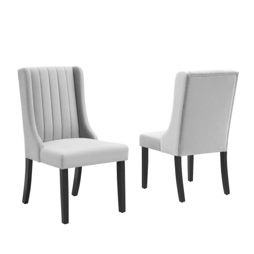 Renew Parsons Performance Velvet Dining Side Chairs - Set of 2 in Light Gray