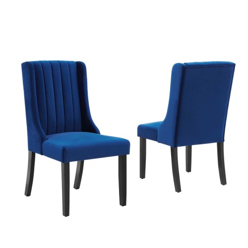 Renew Parsons Performance Velvet Dining Side Chairs - Set of 2 in Navy