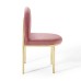 Isla Channel Tufted Performance Velvet Dining Side Chair in Gold Dusty Rose