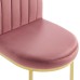 Isla Channel Tufted Performance Velvet Dining Side Chair in Gold Dusty Rose