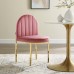 Isla Channel Tufted Performance Velvet Dining Side Chair in Gold Dusty Rose