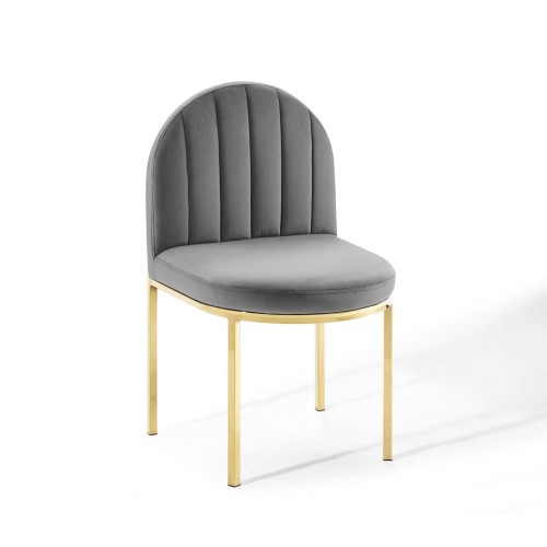 Isla Channel Tufted Performance Velvet Dining Side Chair in Gold Gray