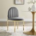 Isla Channel Tufted Performance Velvet Dining Side Chair in Gold Gray