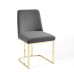 Amplify Sled Base Performance Velvet Dining Side Chair in Gold Gray