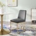 Amplify Sled Base Performance Velvet Dining Side Chair in Gold Gray