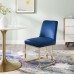 Amplify Sled Base Performance Velvet Dining Side Chair in Gold Navy