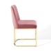 Amplify Sled Base Performance Velvet Dining Side Chair in Gold Dusty Rose