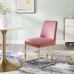 Amplify Sled Base Performance Velvet Dining Side Chair in Gold Dusty Rose