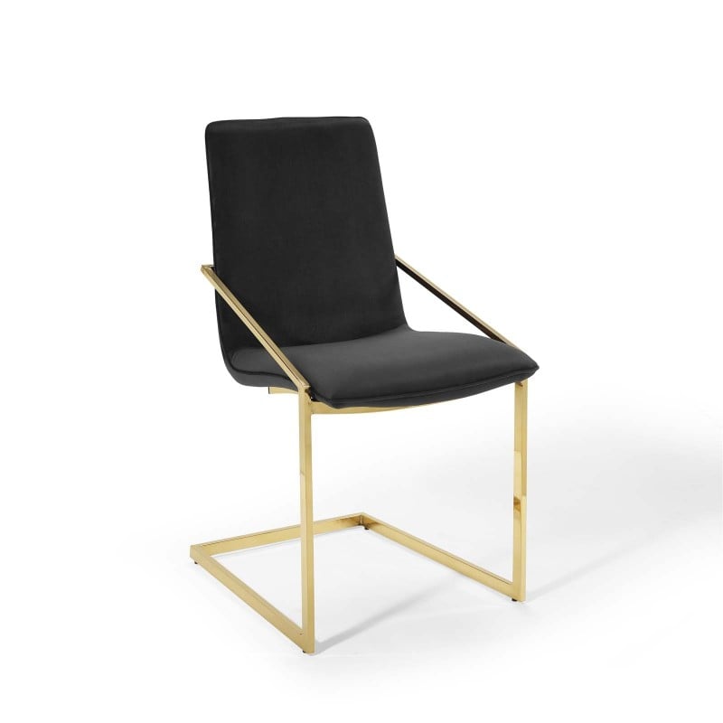 Pitch Performance Velvet Dining Armchair in Gold Black