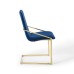 Pitch Performance Velvet Dining Armchair in Gold Navy