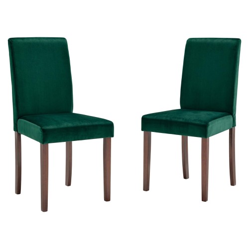 Prosper Upholstered Velvet Dining Side Chair Set of 2 in Green