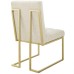 Privy Gold Stainless Steel Upholstered Fabric Dining Accent Chair in Gold Beige