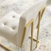 Privy Gold Stainless Steel Upholstered Fabric Dining Accent Chair in Gold Beige