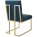 Privy Gold Stainless Steel Upholstered Fabric Dining Accent Chair in Gold Azure