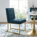 Privy Gold Stainless Steel Upholstered Fabric Dining Accent Chair in Gold Azure