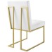 Privy Gold Stainless Steel Upholstered Fabric Dining Accent Chair in Gold White