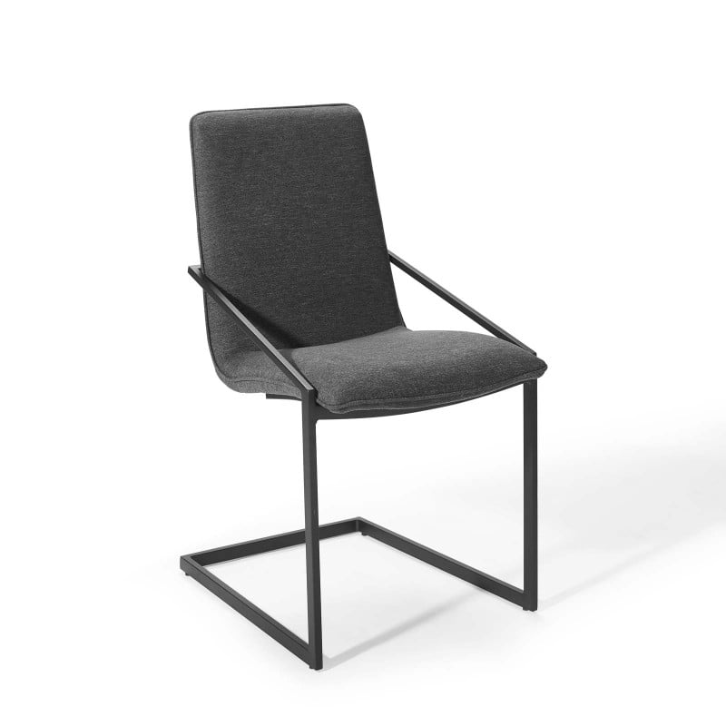 Pitch Upholstered Fabric Dining Armchair in Black Charcoal