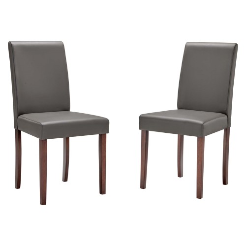 Prosper Faux Leather Dining Side Chair Set of 2 in Gray