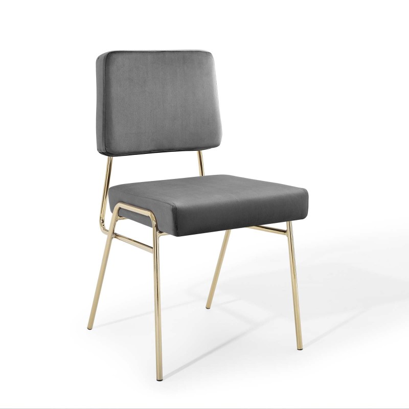 Craft Performance Velvet Dining Side Chair in Gold Gray