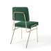 Craft Performance Velvet Dining Side Chair in Gold Green