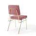 Craft Performance Velvet Dining Side Chair in Gold Dusty Rose